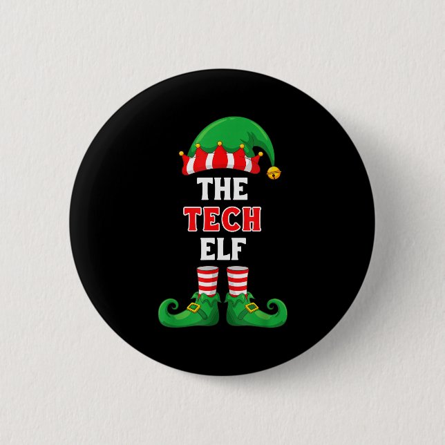 The Tech Elf Shirt Christmas For It Guy Tech Suprt Button (Front)