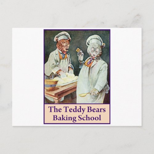 The Teddy Bears Baking School Postcard