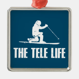 The Telemark Ski Life Metal Ornament