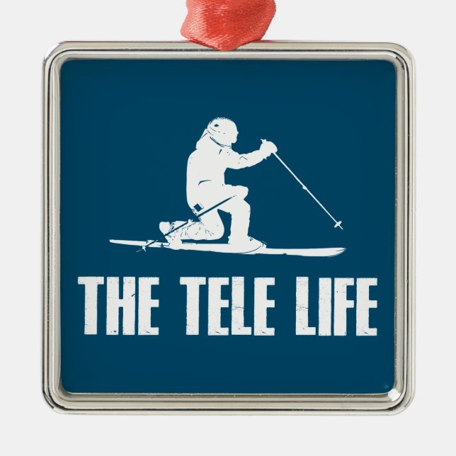 The Telemark Ski Life Metal Ornament (Front)