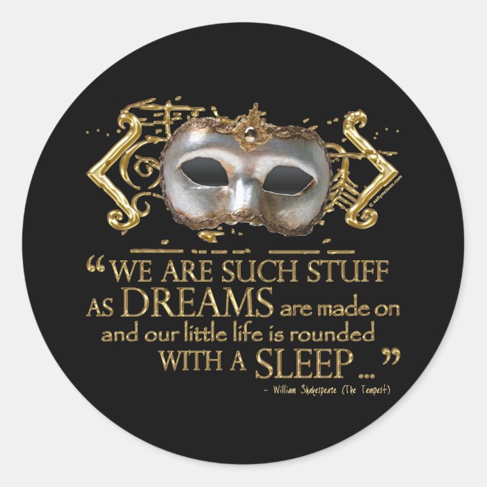 The Tempest Quote (Gold Version) Round Stickers