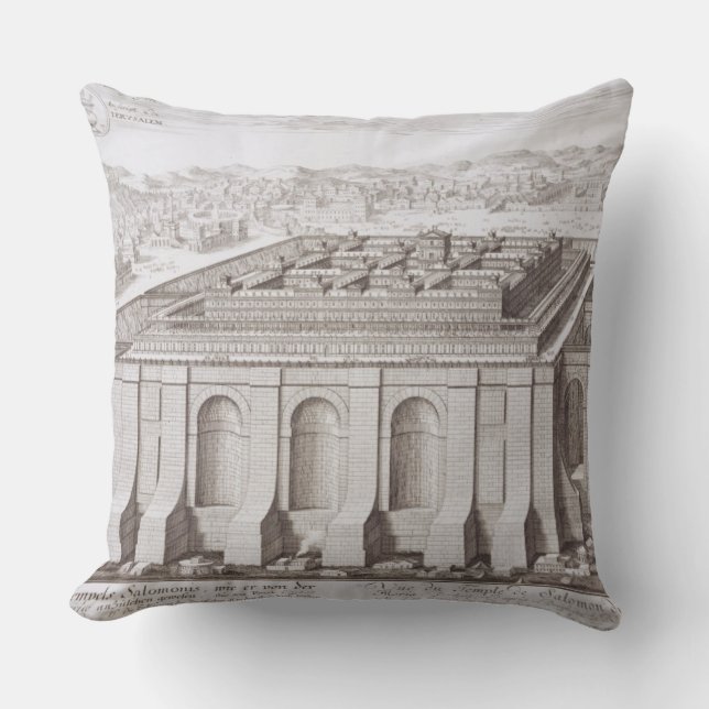 The Temple of Solomon, Jerusalem, from 'Entwurf ei Throw Pillow (Front)