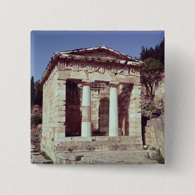 The Temple of the Treasures of the Athenians Pinback Button (Front)