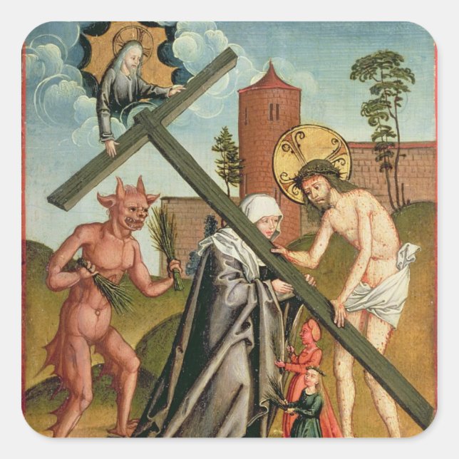 The Temptation of a Saint Square Sticker (Front)