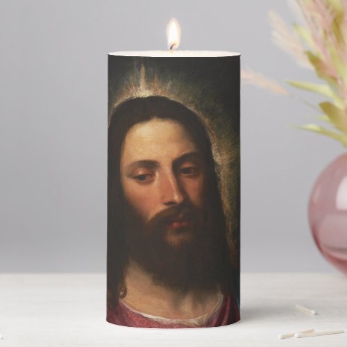 The Temptation of Christ Titian  Pillar Candle