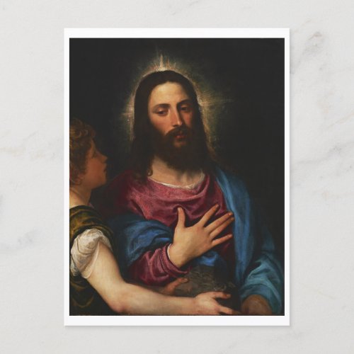The Temptation of Christ Titian Postcard