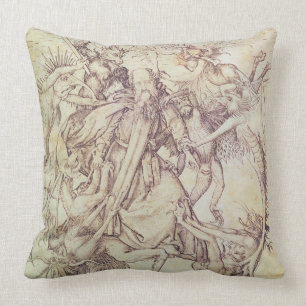 The Temptation of St. Anthony (engraving) Throw Pillow