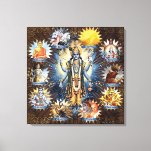 The Ten Avatars Of Vishnu - Wrapped Canvas Print