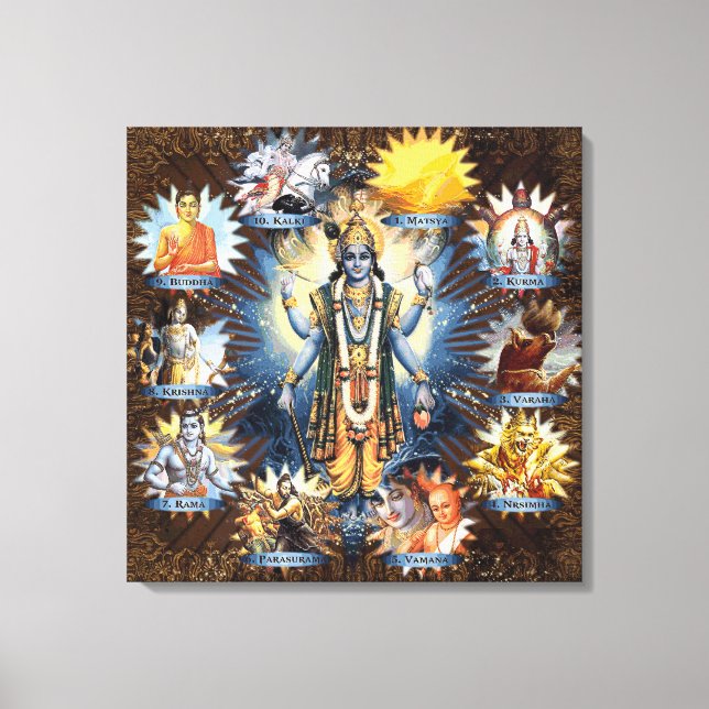 The Ten Avatars Of Vishnu - Wrapped Canvas Print (Front)