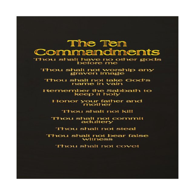 The Ten Commandments 01 Wood Wall Art (Front)