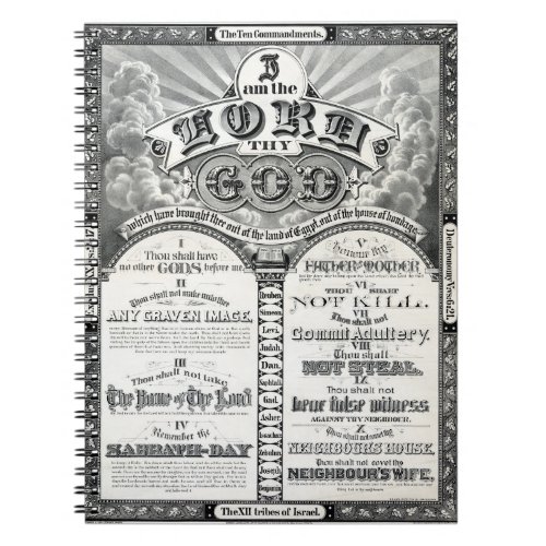 The Ten Commandments 1876 Vintage Poster Restored Notebook