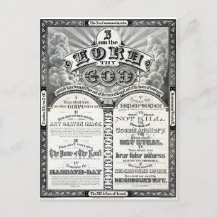 The Ten Commandments 1876 Vintage Poster Restored Postcard