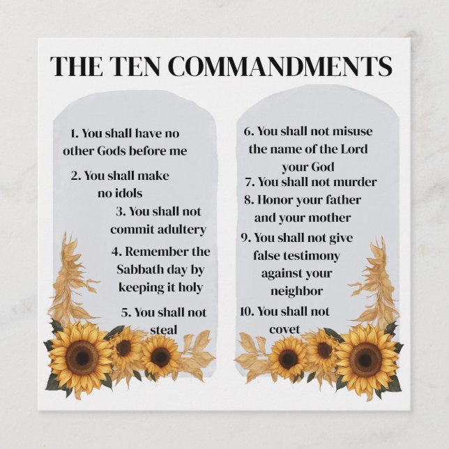 The Ten Commandments Advice Card (Front)