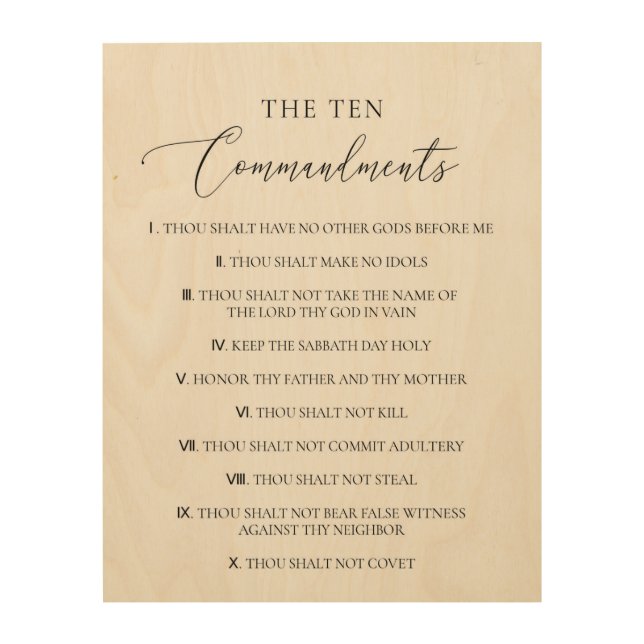 The Ten Commandments Bible Exodus Christian Wall Wood Wall Art (Front)