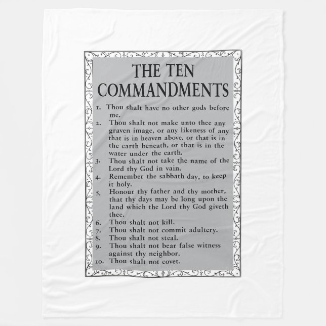 The Ten Commandments Bible Fleece Blanket (Front)