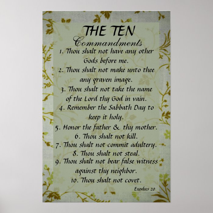 The Ten Commandments bible verse Exodus 20 Posters