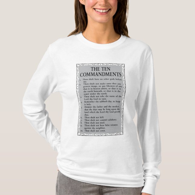 The Ten Commandments Bible Woman's T-Shirt (Front)