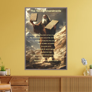 The Ten Commandments Biblical God's Word Picture Canvas Print