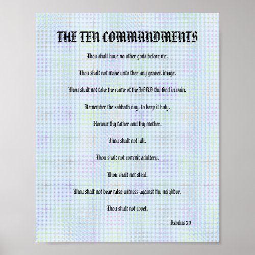 The Ten Commandments _ Blue Grid Poster