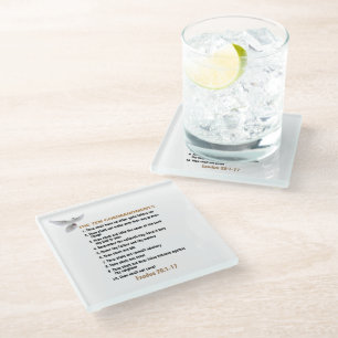 The Ten Commandments Glass Coaster