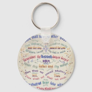 The Ten Commandments Keychain by vintageworks at Zazzle