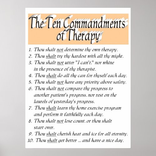 The Ten Commandments of Therapy Poster