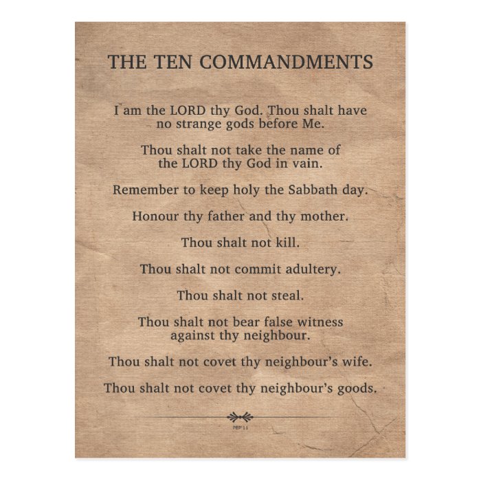 The Ten Commandments Post Cards