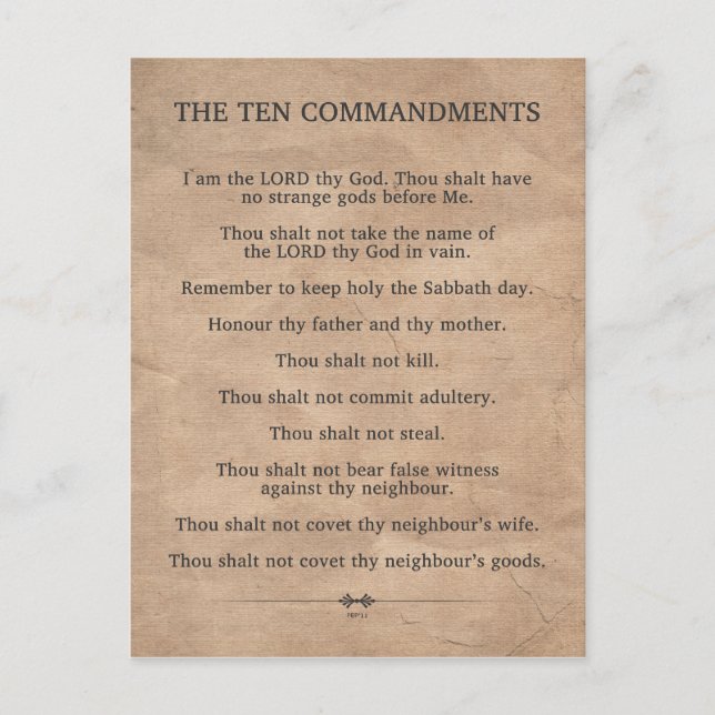 The Ten Commandments Postcard (Front)
