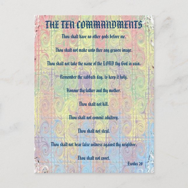 The Ten Commandments Postcard (Front)