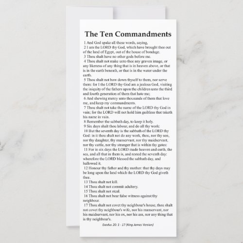 The Ten Commandments Prayer Card