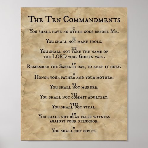 The Ten Commandments Printing Press on Parchment Poster