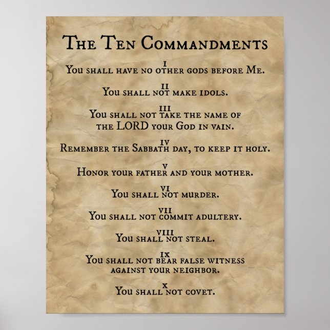 The Ten Commandments Printing Press on Parchment Poster (Front)
