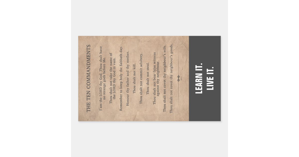 The Ten Commandments Rectangular Sticker | Zazzle