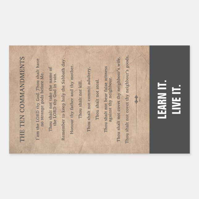The Ten Commandments Rectangular Sticker (Front)
