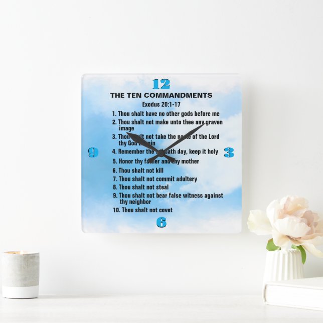 The Ten Commandments  Square Wall Clock (Home)