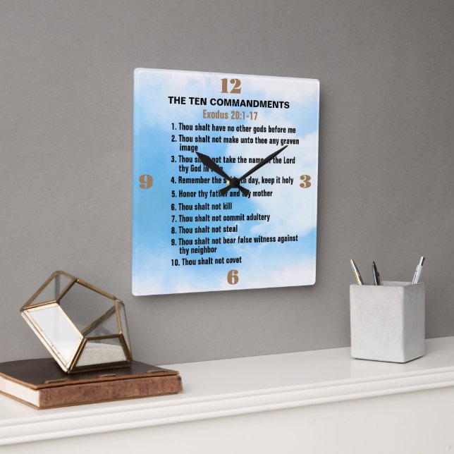 The Ten Commandments  Square Wall Clock (Office)