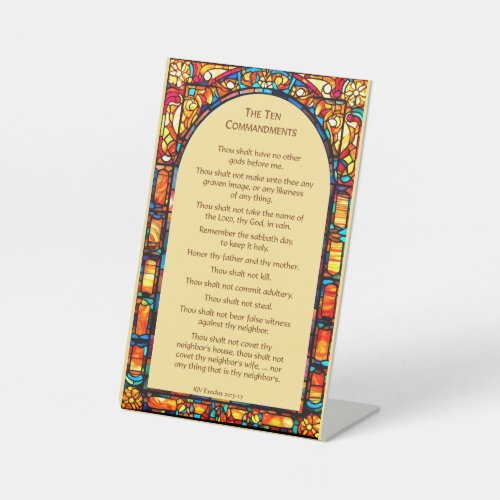 The Ten Commandments Tabletop Pedestal Pedestal Sign