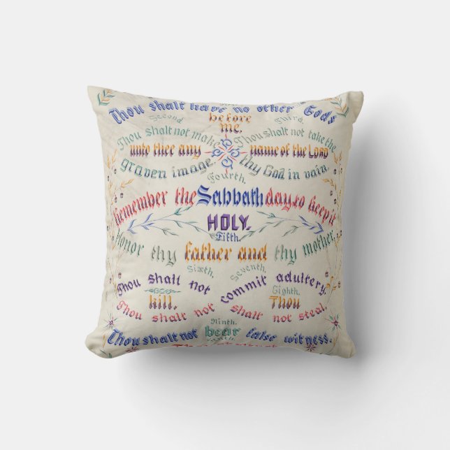 The Ten Commandments Throw Pillow (Front)