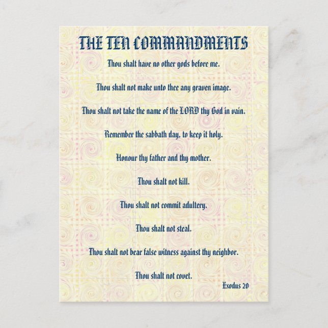 The Ten Commandments Yellow Twists Postcard (Front)