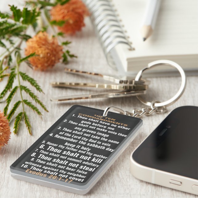 The Ten CommandmentsRectangle (double-sided) Keychain (Front Right)