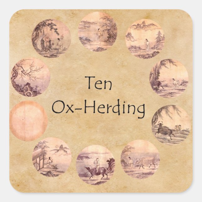 The Ten Oxherding Pictures Square Sticker (Front)