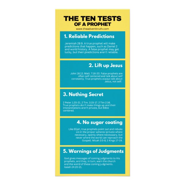 The Ten Tests of a Prophet Rack Card (Front)