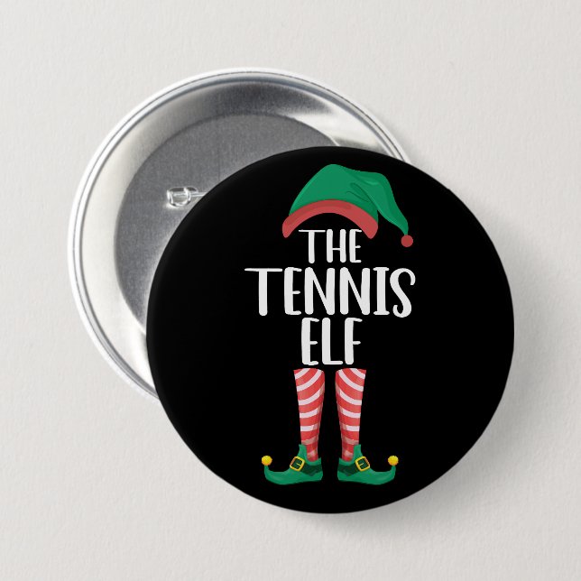 The Tennis Elf Matching Family Group Christmas Button (Front & Back)