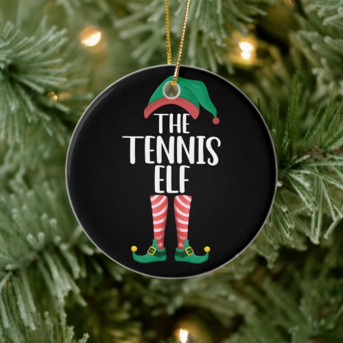 The Tennis Elf Matching Family Group Christmas Ceramic Ornament