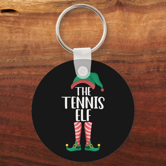 The Tennis Elf Matching Family Group Christmas Keychain (Front)