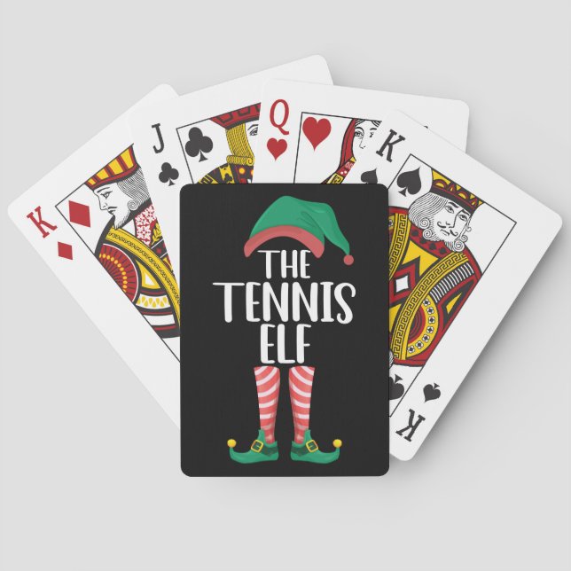 The Tennis Elf Matching Family Group Christmas Poker Cards (Back)
