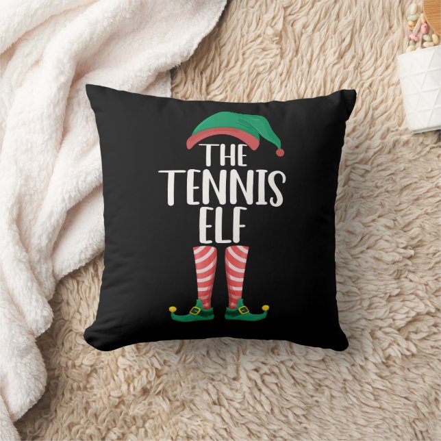 The Tennis Elf Matching Family Group Christmas Throw Pillow (Blanket)