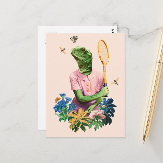 The Tennis Lizard Postcard (Front/Back In Situ)