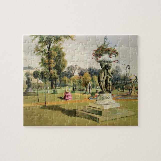 The Terrace Garden, Woburn Abbey (chromolitho) Jigsaw Puzzle (Horizontal)