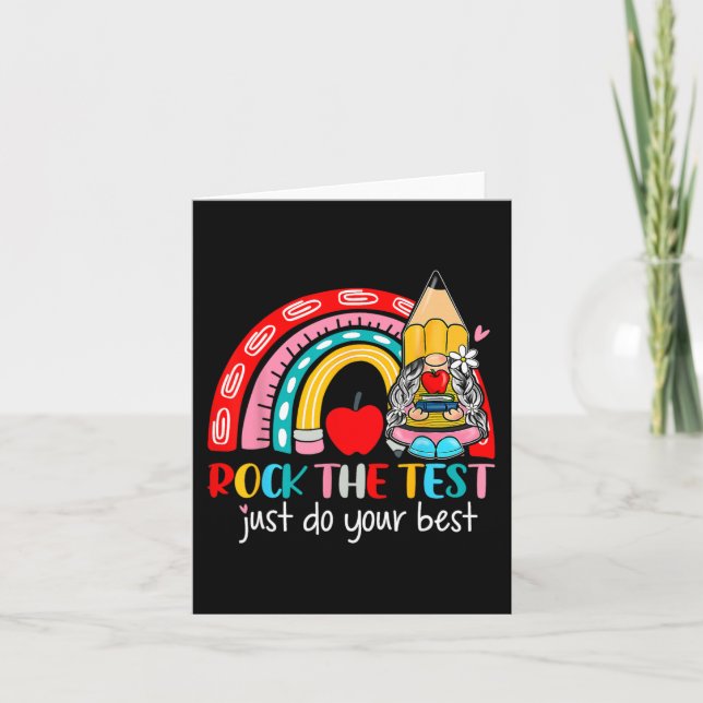 The Test Funny Teacher Testing Day Rainbow Gnomes  Card (Front)